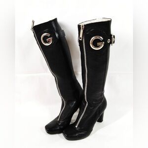 Authentic Dolce and Gabbana Black Leather Knee-High Boots